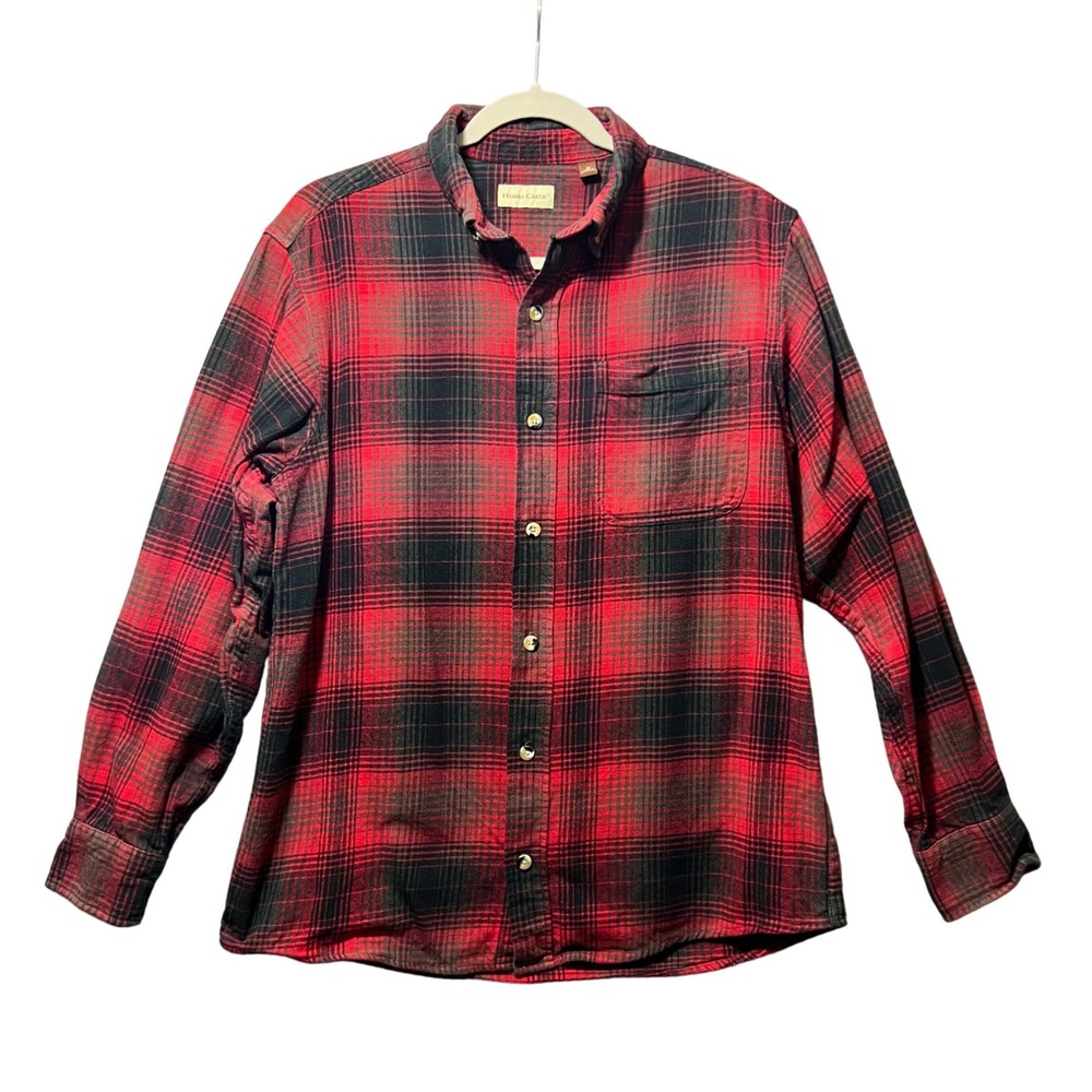 Hobbs Creek Red Black Plaid Flannel Shirt Long Sleeve Button Up Men's Medium‎